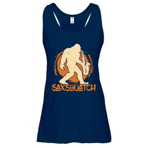 Saxsquatch Yeti Playing Saxophone Pun Musician Sax Ladies Essential Flowy Tank