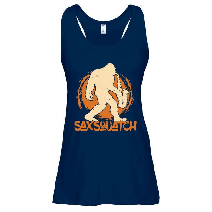 Saxsquatch Yeti Playing Saxophone Pun Musician Sax Ladies Essential Flowy Tank