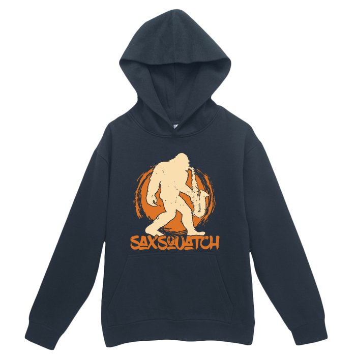 Saxsquatch Yeti Playing Saxophone Pun Musician Sax Urban Pullover Hoodie