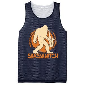 Saxsquatch Yeti Playing Saxophone Pun Musician Sax Mesh Reversible Basketball Jersey Tank