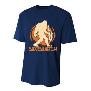 Saxsquatch Yeti Playing Saxophone Pun Musician Sax Performance Sprint T-Shirt