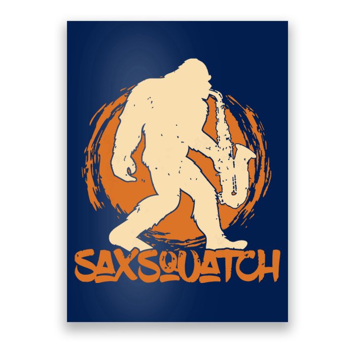 Saxsquatch Yeti Playing Saxophone Pun Musician Sax Poster