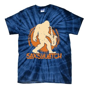 Saxsquatch Yeti Playing Saxophone Pun Musician Sax Tie-Dye T-Shirt