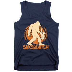 Saxsquatch Yeti Playing Saxophone Pun Musician Sax Tank Top