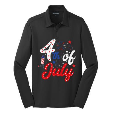 Show Your Patriotism 4Th July America Independence Day Silk Touch Performance Long Sleeve Polo