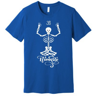 Skeleton Yogi Practicing Lotus Yoga Pose Namaste Funny Gift Premium T-Shirt