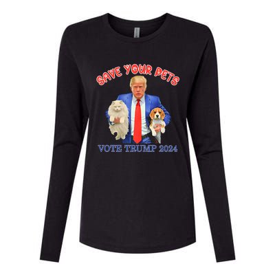 Save Your Pets Vote For Trump Us Election Funny Quote Vote Womens Cotton Relaxed Long Sleeve T-Shirt