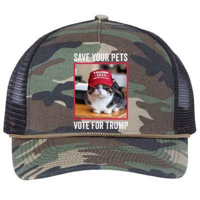 Save Your Pets Vote For Trump Us Election Retro Rope Trucker Hat Cap