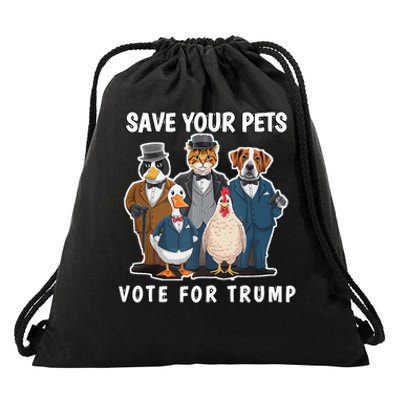 Save Your Pets And Vote For Trump Drawstring Bag