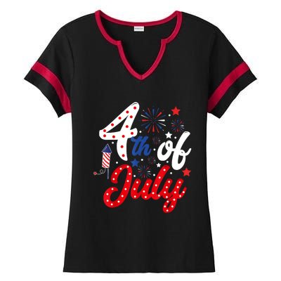 Show Your Patriotism 4Th July America Independence Day Ladies Halftime Notch Neck Tee