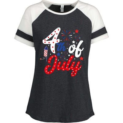 Show Your Patriotism 4Th July America Independence Day Enza Ladies Jersey Colorblock Tee