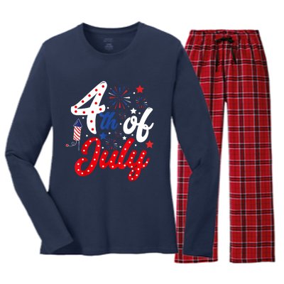 Show Your Patriotism 4Th July America Independence Day Women's Long Sleeve Flannel Pajama Set 