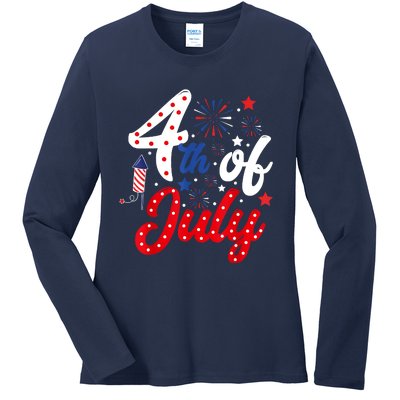 Show Your Patriotism 4Th July America Independence Day Ladies Long Sleeve Shirt