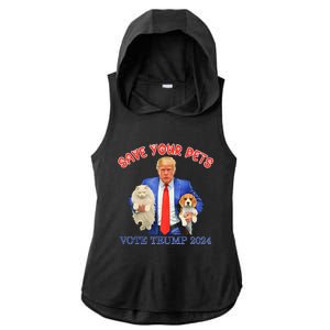 Save Your Pets Vote For Trump Us Election Ladies PosiCharge Tri-Blend Wicking Draft Hoodie Tank