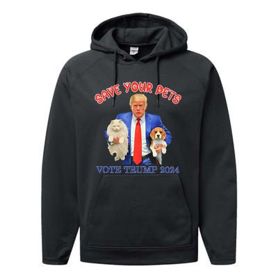 Save Your Pets Vote For Trump Us Election Performance Fleece Hoodie