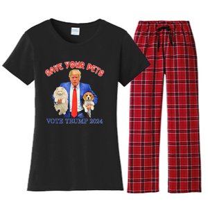 Save Your Pets Vote For Trump Us Election Women's Flannel Pajama Set