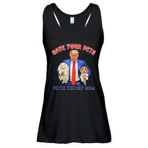 Save Your Pets Vote For Trump Us Election Ladies Essential Flowy Tank