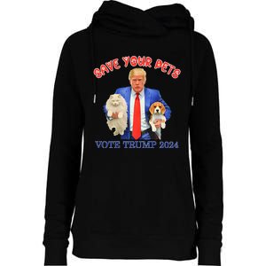 Save Your Pets Vote For Trump Us Election Womens Funnel Neck Pullover Hood