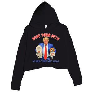 Save Your Pets Vote For Trump Us Election Crop Fleece Hoodie