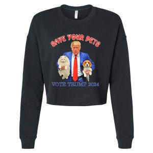 Save Your Pets Vote For Trump Us Election Cropped Pullover Crew