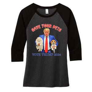 Save Your Pets Vote For Trump Us Election Women's Tri-Blend 3/4-Sleeve Raglan Shirt