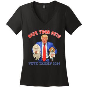 Save Your Pets Vote For Trump Us Election Women's V-Neck T-Shirt