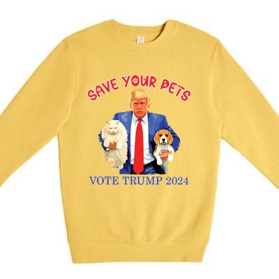 Save Your Pets Vote For Trump Us Election Funny Quote Vote Premium Crewneck Sweatshirt