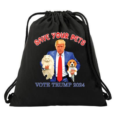 Save Your Pets Vote For Trump Us Election Funny Quote Vote Drawstring Bag