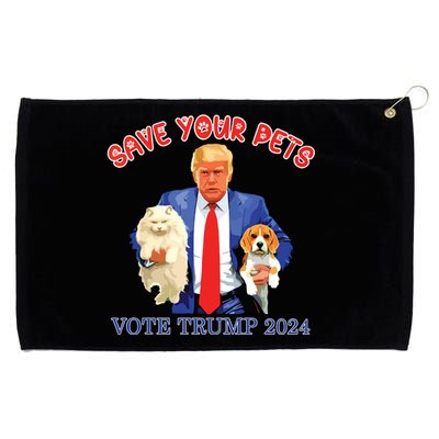 Save Your Pets Vote For Trump Us Election Funny Quote Vote Grommeted Golf Towel