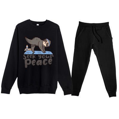 Seek Your Peace Yoga Instructor Meditation Yoga Gift Premium Crewneck Sweatsuit Set