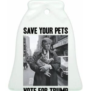 Save Your Pets Vote For Trump Us Election Funny Quote Vote Ceramic Bell Ornament