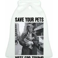 Save Your Pets Vote For Trump Us Election Funny Quote Vote Ceramic Bell Ornament