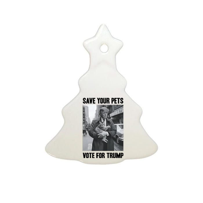 Save Your Pets Vote For Trump Us Election Funny Quote Vote Ceramic Tree Ornament