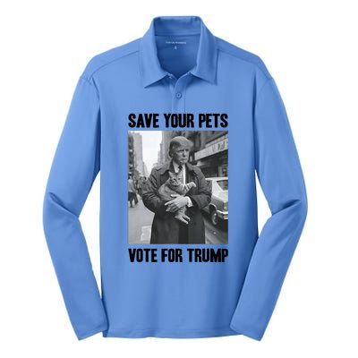 Save Your Pets Vote For Trump Us Election Funny Quote Vote Silk Touch Performance Long Sleeve Polo