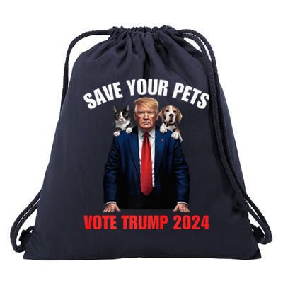 Save Your Pets Vote For Trump Us Election Drawstring Bag