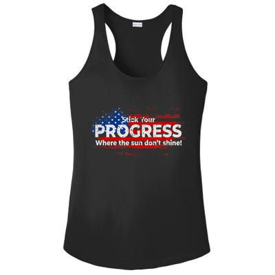 Stick Your PROGRESS Where The Sun Don't Shine Ladies PosiCharge Competitor Racerback Tank