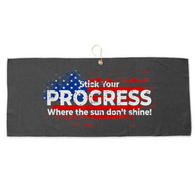Stick Your PROGRESS Where The Sun Don't Shine Large Microfiber Waffle Golf Towel