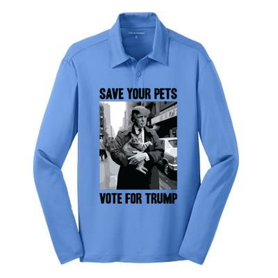 Save Your Pets Vote For Trump Us Election Funny Quote Vote Silk Touch Performance Long Sleeve Polo