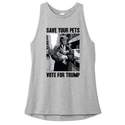 Save Your Pets Vote For Trump Us Election Funny Quote Vote Ladies PosiCharge Tri-Blend Wicking Tank