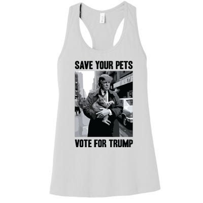 Save Your Pets Vote For Trump Us Election Funny Quote Vote Women's Racerback Tank