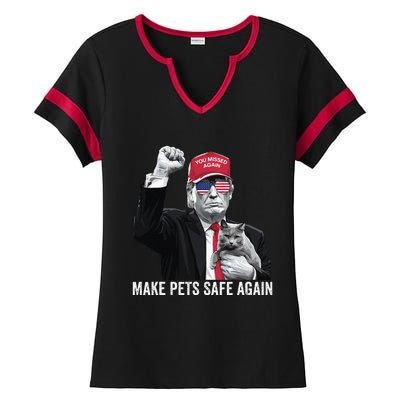 Save Your Pets Vote For Trump Us You Missed Again Ladies Halftime Notch Neck Tee