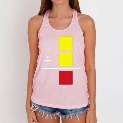 Soccer Yellow Red Card Referee Funny Sports Lovers Gifts Women's Knotted Racerback Tank