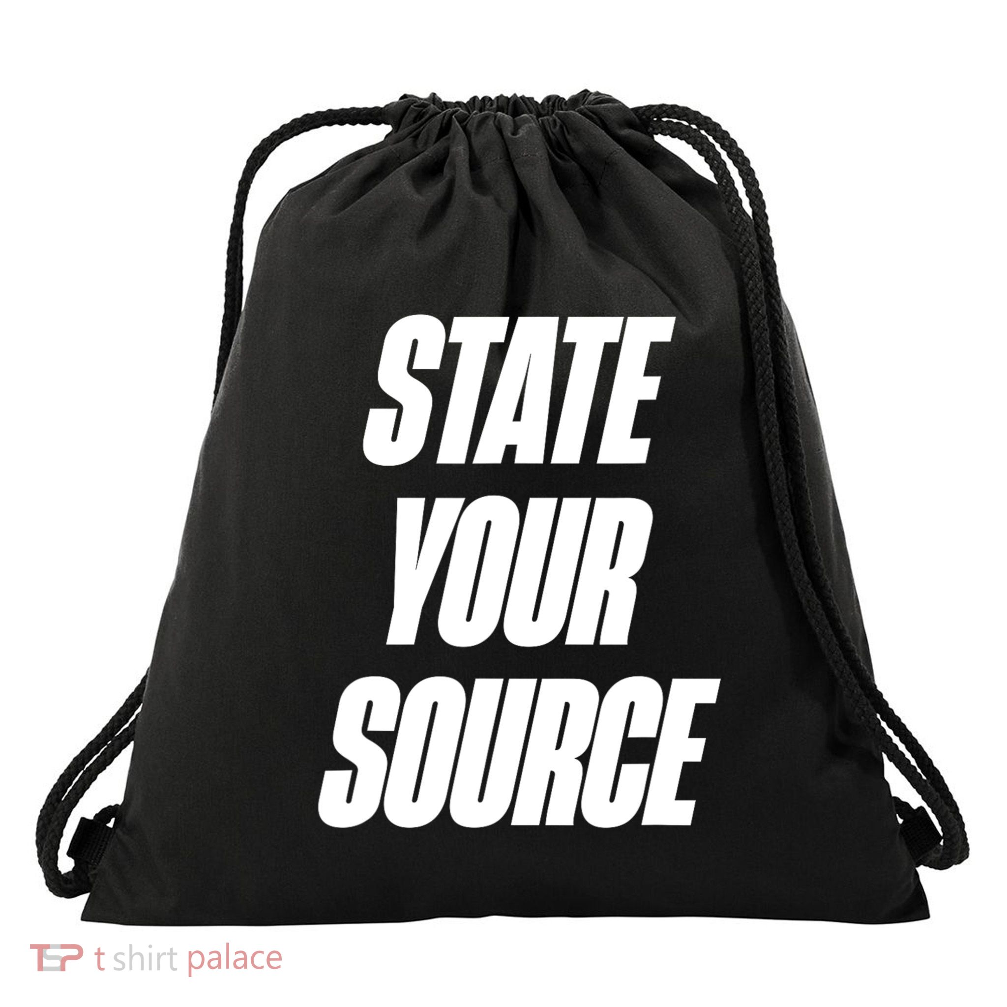 State Your Source Drawstring Bag