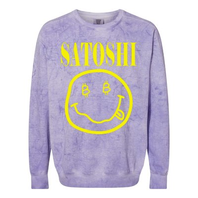 Satoshi Yellow Smile Face Colorblast Crewneck Sweatshirt