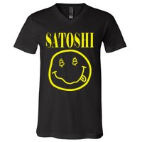 Satoshi Yellow Smile Face V-Neck T-Shirt