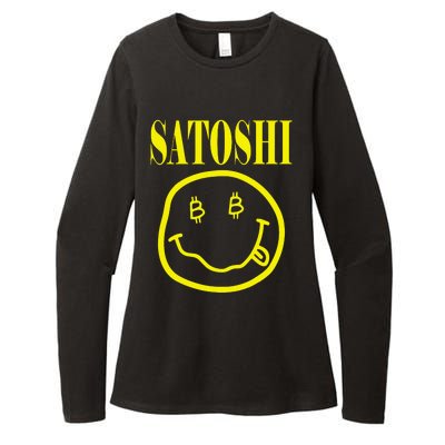 Satoshi Yellow Smile Face Womens CVC Long Sleeve Shirt