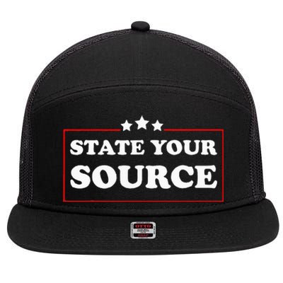 State Your Source Funny 7 Panel Mesh Trucker Snapback Hat