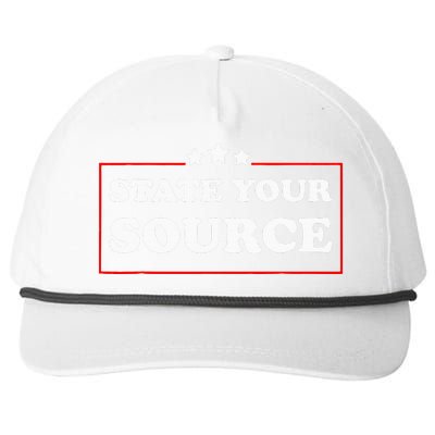 State Your Source Funny Snapback Five-Panel Rope Hat