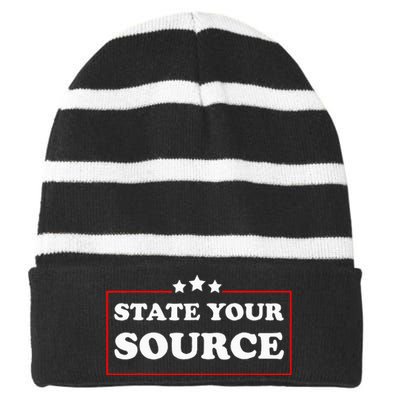 State Your Source Funny Striped Beanie with Solid Band