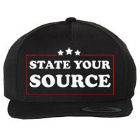 State Your Source Funny Wool Snapback Cap